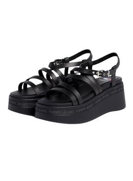 Sadalias Tommy Jeans Strappy Wedge Negro Para Mujer