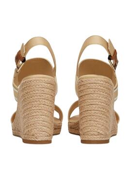 Sandalias Tommy Hilfiger Webbing High Wedge Beige Mujer