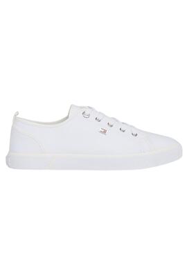 Zapatillas Tommy Hilfiger Vulc Canvas Blanco Para Mujer