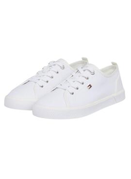 Zapatillas Tommy Hilfiger Vulc Canvas Blanco Para Mujer