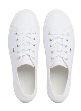 Zapatillas Tommy Hilfiger Vulc Canvas Blanco Para Mujer