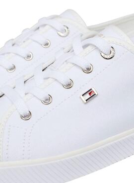 Zapatillas Tommy Hilfiger Vulc Canvas Blanco Para Mujer