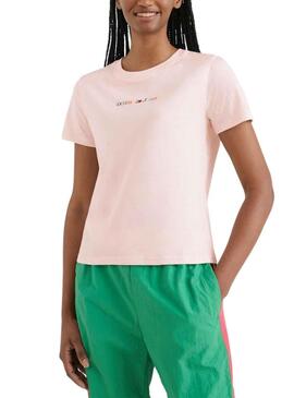 Camiseta Tommy Jeans Serif Rosa para Mujer