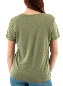 Camiseta Only Lulu V-Neck Verde Para Mujer