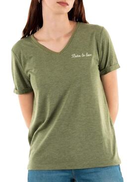 Camiseta Only Lulu V-Neck Verde Para Mujer