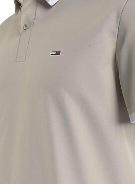 Polo Tommy Jeans Solid Tipped Regular Beige Para Hombre