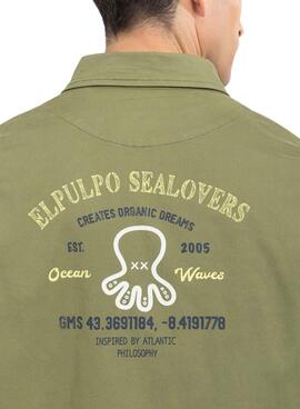 Sobrecamisa El Pulpo Estampado Leyenda Verde Para Hombre