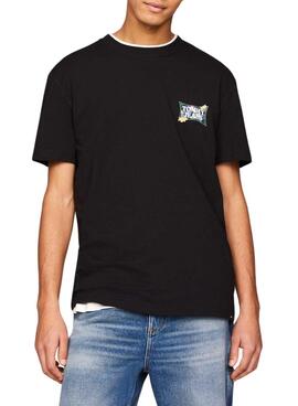 Camiseta Tommy Jeans Flower Regular Negro Para Hombre