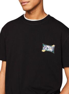 Camiseta Tommy Jeans Flower Regular Negro Para Hombre