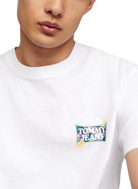 Camiseta Tommy Jeans Fllower Regular Blanco Para Hombre