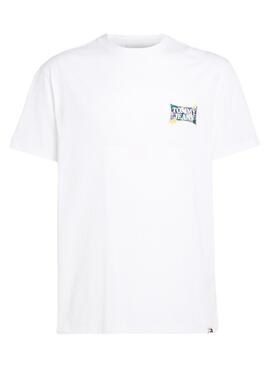 Camiseta Tommy Jeans Fllower Regular Blanco Para Hombre