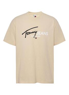 Camiseta Tommy Jeans Spray Pop Beige  Para Hombre