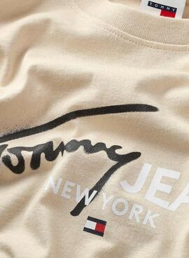 Camiseta Tommy Jeans Spray Pop Beige  Para Hombre