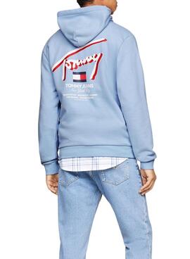 Sudadera Tommy Jeans 3D Street Hood Azul Para  Hombre