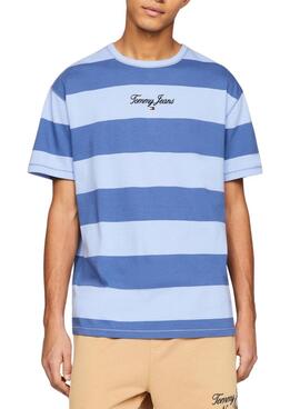 Camiseta Tommy Jeans Bold Stripe Azul Para  Hombre