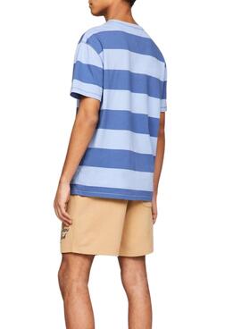 Camiseta Tommy Jeans Bold Stripe Azul Para  Hombre
