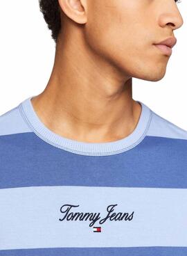 Camiseta Tommy Jeans Bold Stripe Azul Para  Hombre