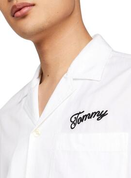 Camisa Tommy Jeans Resort Relaxed Blanco Para Hombre