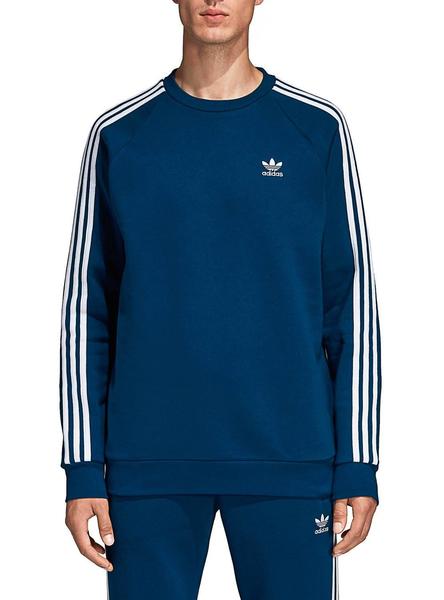 Puede soportar pausa genio Sudadera Adidas 3Stripes Crew Leyenda Azul Hombre