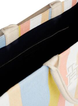 Bolso Tommy Hilfiger Beach Tote Stripes Multicolor Para Mujer
