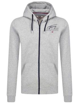 Sudadera Tommy Jeans Essential Zip Gris Hombre