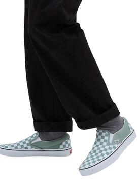 Zapatillas Vans Slip-On Checkerboard Azul Para Mujer