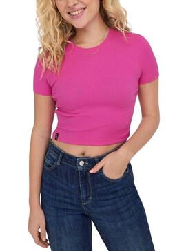 Camiseta Only Betty Fucsia Para Mujer