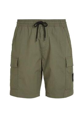 Bermudas Calvin Klein Washed Cargo Verde Para Hombre