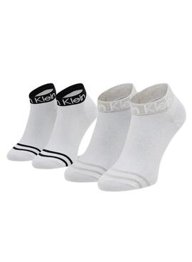 Pack Calcetines Calvin Klein Jeans Quarter Blanco y Gris