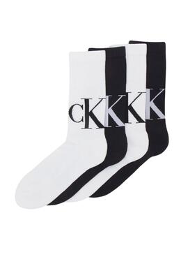 Calcetines Calvin Klein Jeans Mid Blanco y Negro