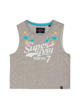 Camiseta Superdry Tokyo Floral Gris Mujer