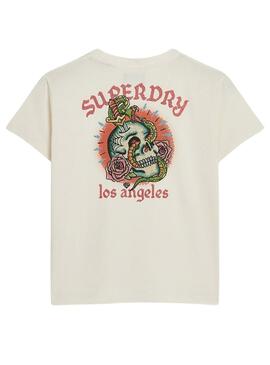 Camiseta Superdry Tattoo Blanco Para Mujer