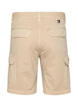 Bermudas Tommy Jeans Ethan Cargo Beige Para Hombre