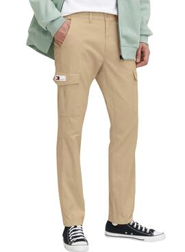 Pantalón Tommy Jeans Austin Cargo Beige Para Hombre