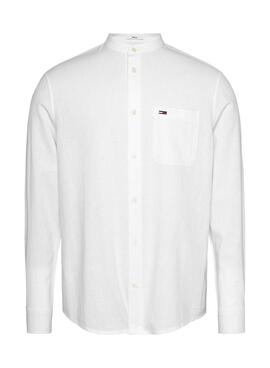 Camisa Tommy Jeans Reg Mao Lino Blanco Para Hombre