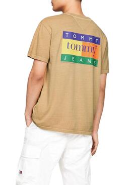 Camiseta Tommy Jeans Summer Flag Tostado Para Hombre