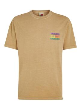 Camiseta Tommy Jeans Summer Flag Tostado Para Hombre