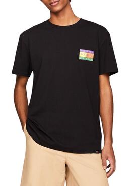 Camiseta Tommy Jeans Summer Flag Negro Para Hombre