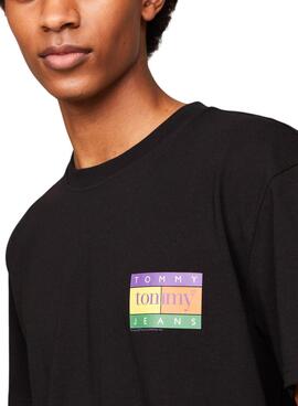 Camiseta Tommy Jeans Summer Flag Negro Para Hombre