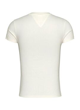 Camiseta Tommy Jeans Flower Slim Blanco Para Mujer