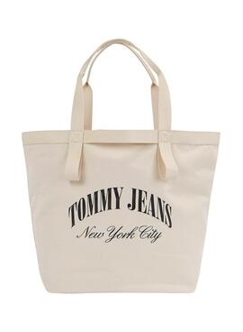 Bolso Tommy Jeans Hot Summer Tote Beige Para Mujer
