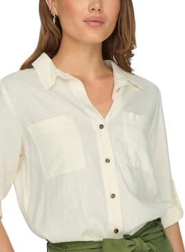 Camisa Only Yasmin Blanco Para Viscosa