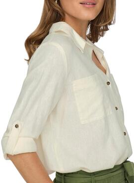 Camisa Only Yasmin Blanco Para Viscosa