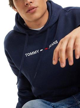 Sudadera Tommy Jeans Small Logo Azul Hombre