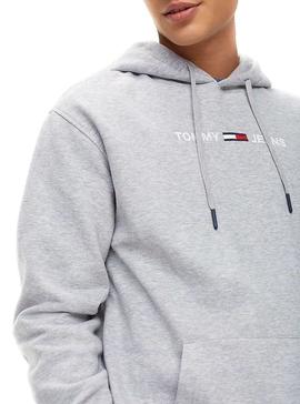 Sudadera Tommy Jeans Small Logo Gris Hombre