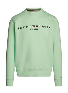 Sudadera Tommy Hilfiger Logo Verde Menta Para Hombre