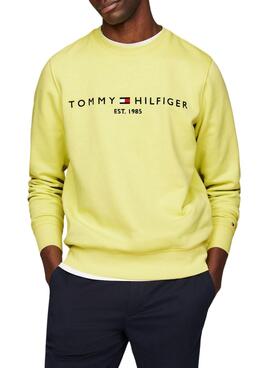 Sudadera Tommy Hilfiger Logo Amarillo Para Hombre