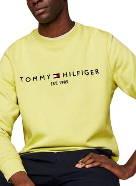 Sudadera Tommy Hilfiger Logo Amarillo Para Hombre