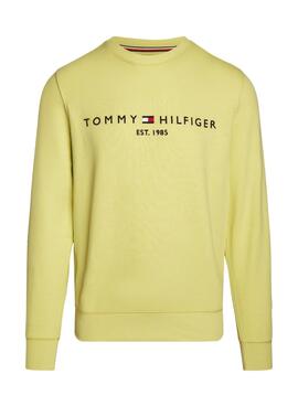 Sudadera Tommy Hilfiger Logo Amarillo Para Hombre