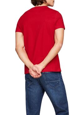 Camiseta Tommy Hilfiger Logo Rojo Para Hombre